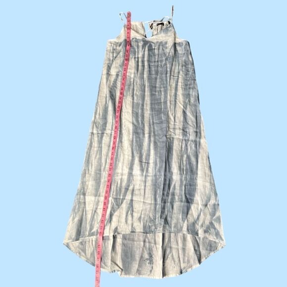 REVOLVE Krisa High-Low Linen Halter Tie Maxi Dress, White/Steel Blue. Small. NWT - Picture 16 of 16